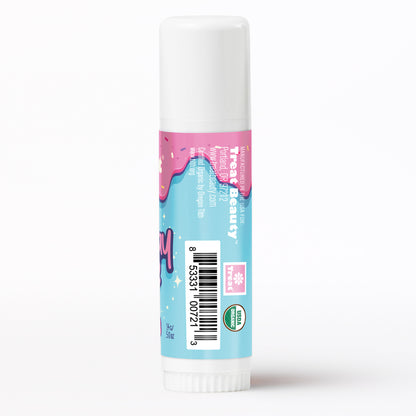 Treat Beauty Birthday Cake Jumbo Organic Lip Balm. Birthday Cake flavored lip balm in a jumbo size tube.